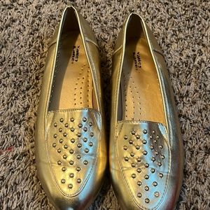 Gold loafers